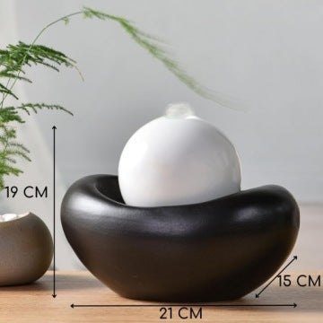 Ceramiczna fontanna wewnętrzna z kolorowym podświetleniem